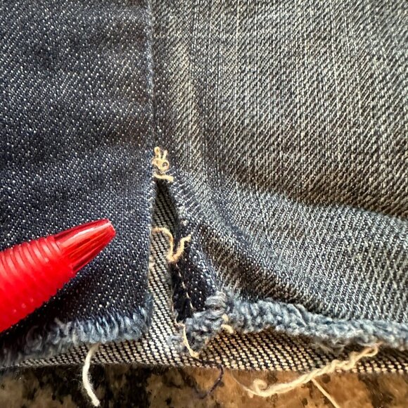 7 For All Mankind Jean Shorts Womens 27 Flynt Blue Cotton Stretch  Raw Hems - Picture 12 of 12